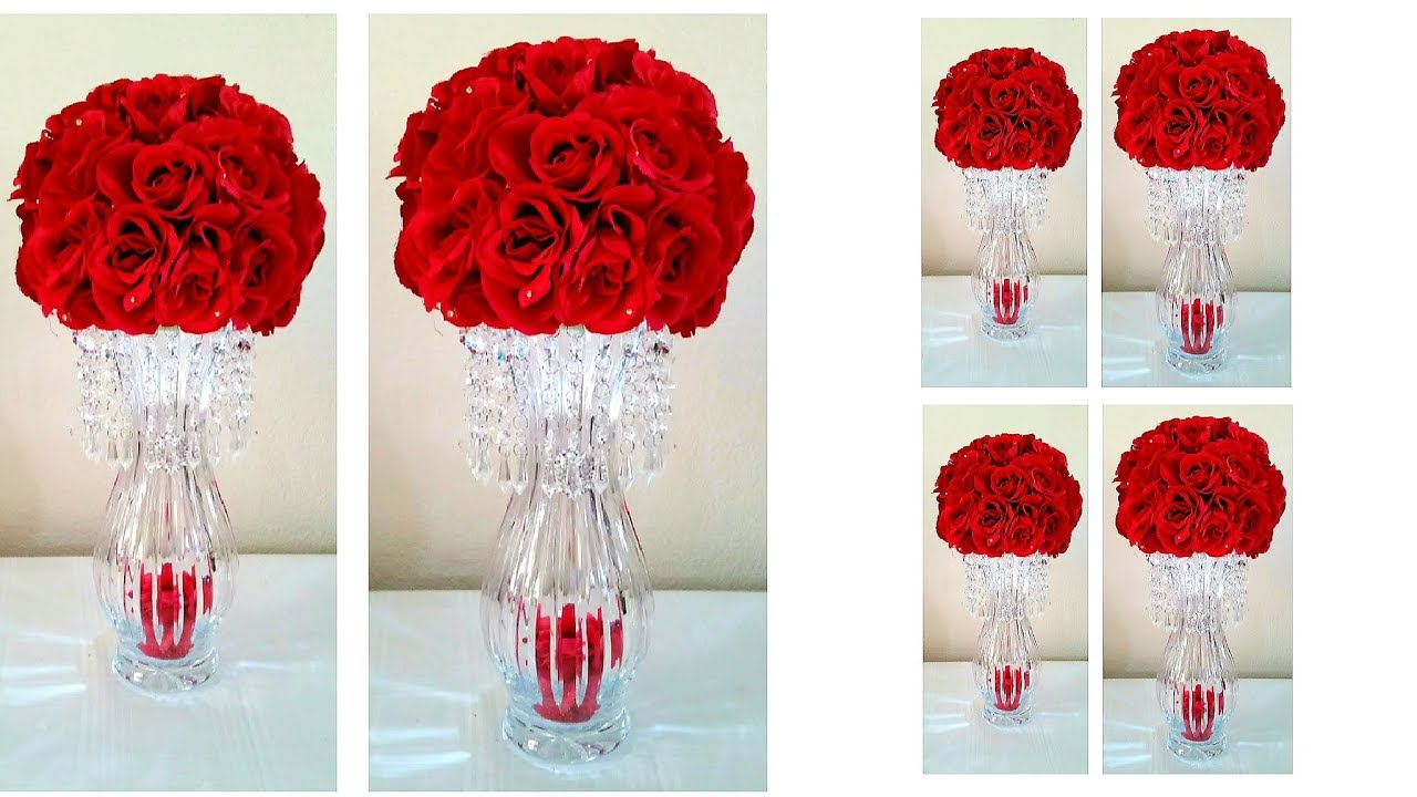 DIY| LIGHT BLING CRYSTAL ROSE CHANDELIER CENTERPIECE