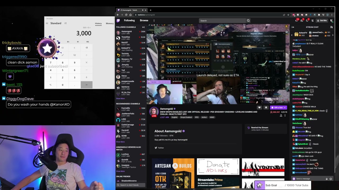 small Lost Ark streamer gets hosted by Asmongold and receives HUNDREDS of subs