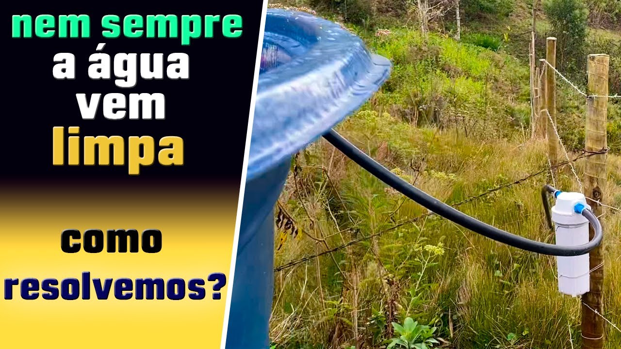 Filtrando água da nascente e limpeza na caixa dágua