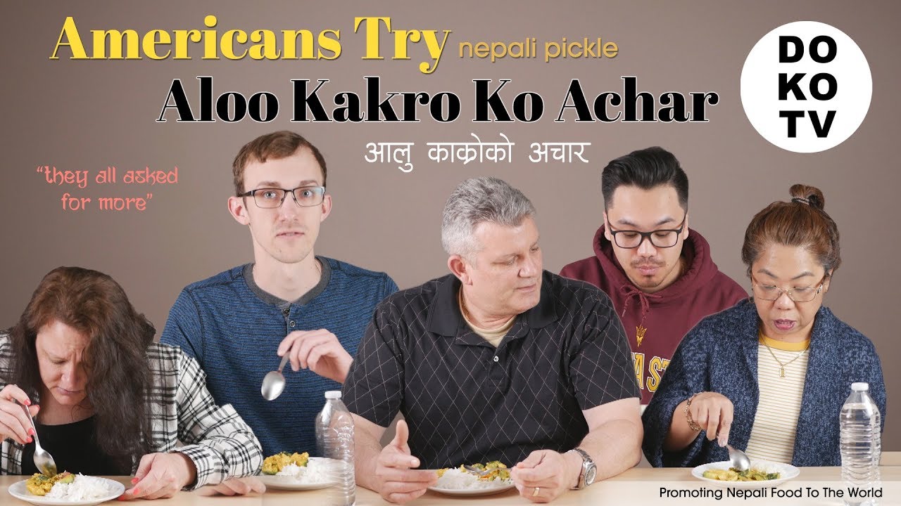 Americans Try  Nepali Food ALOO KAKRO KO ACHAR