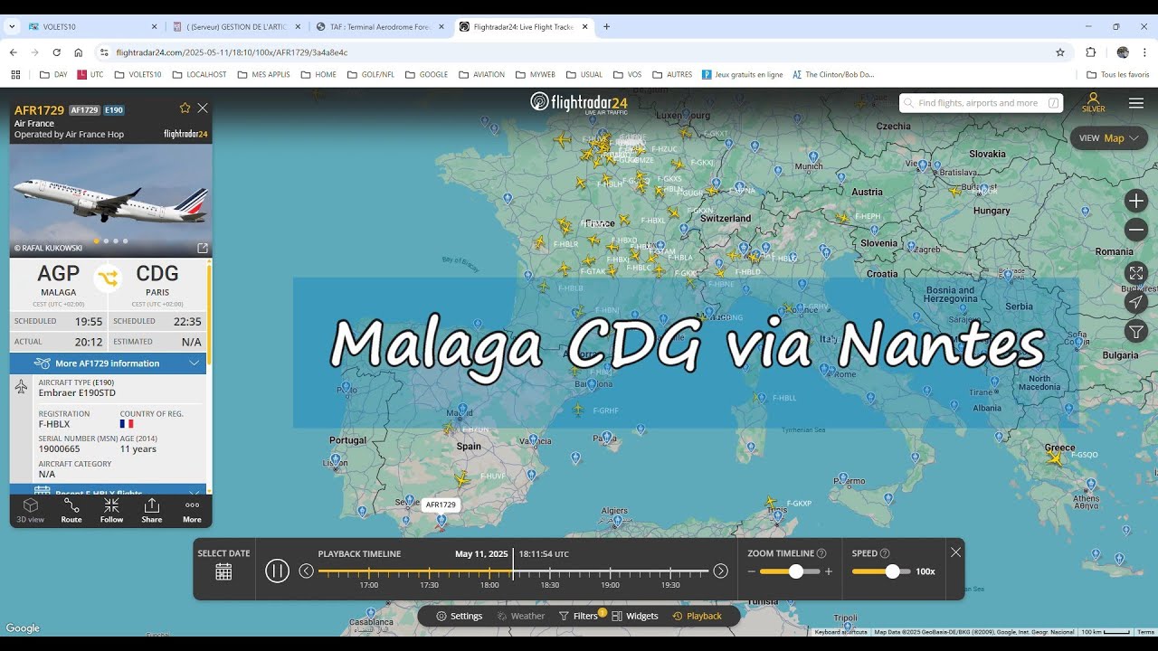 MALAGA CDG VIA NANTES