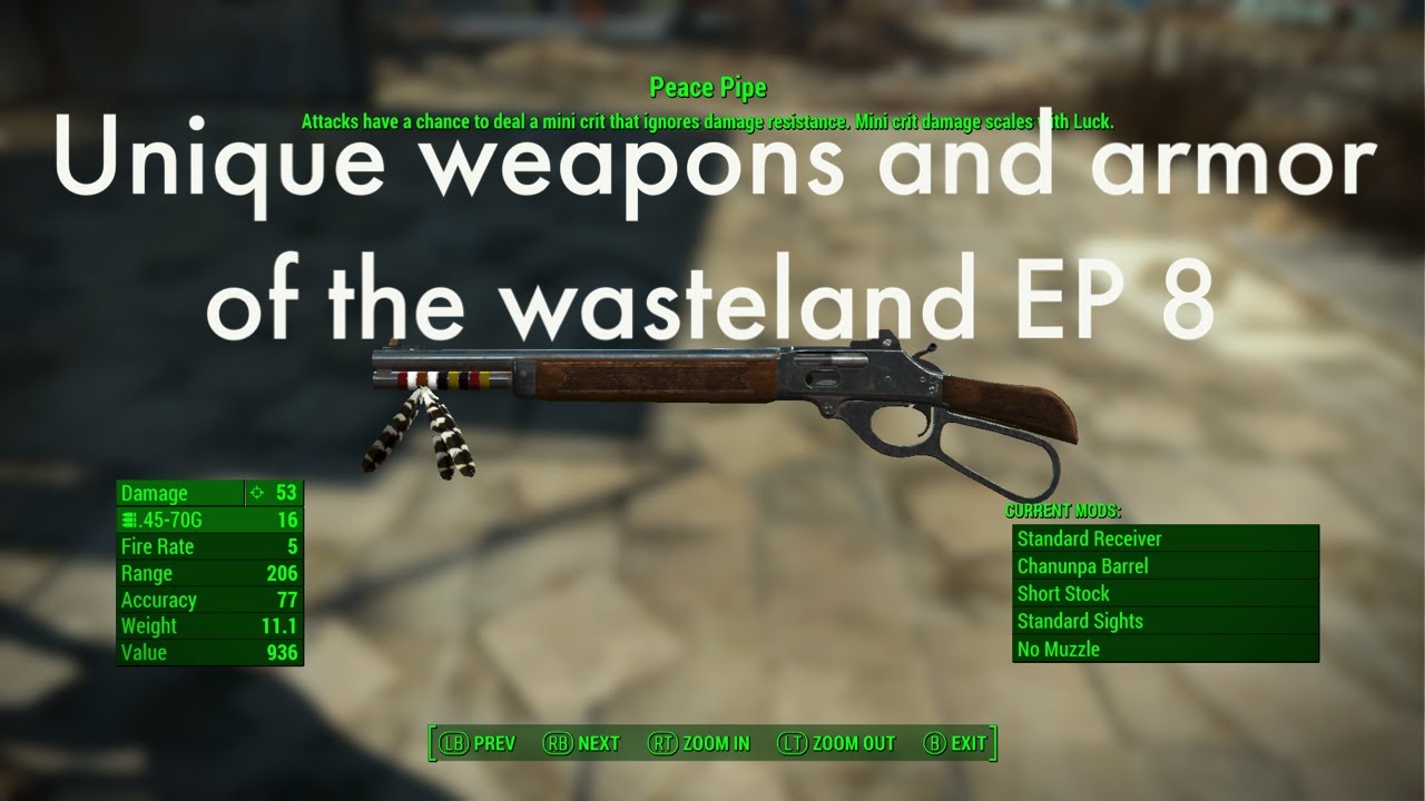 Unique weapons and armor of the wasteland EP 8 Peace Pipe (More Unique MOD) (Fallout 4)
