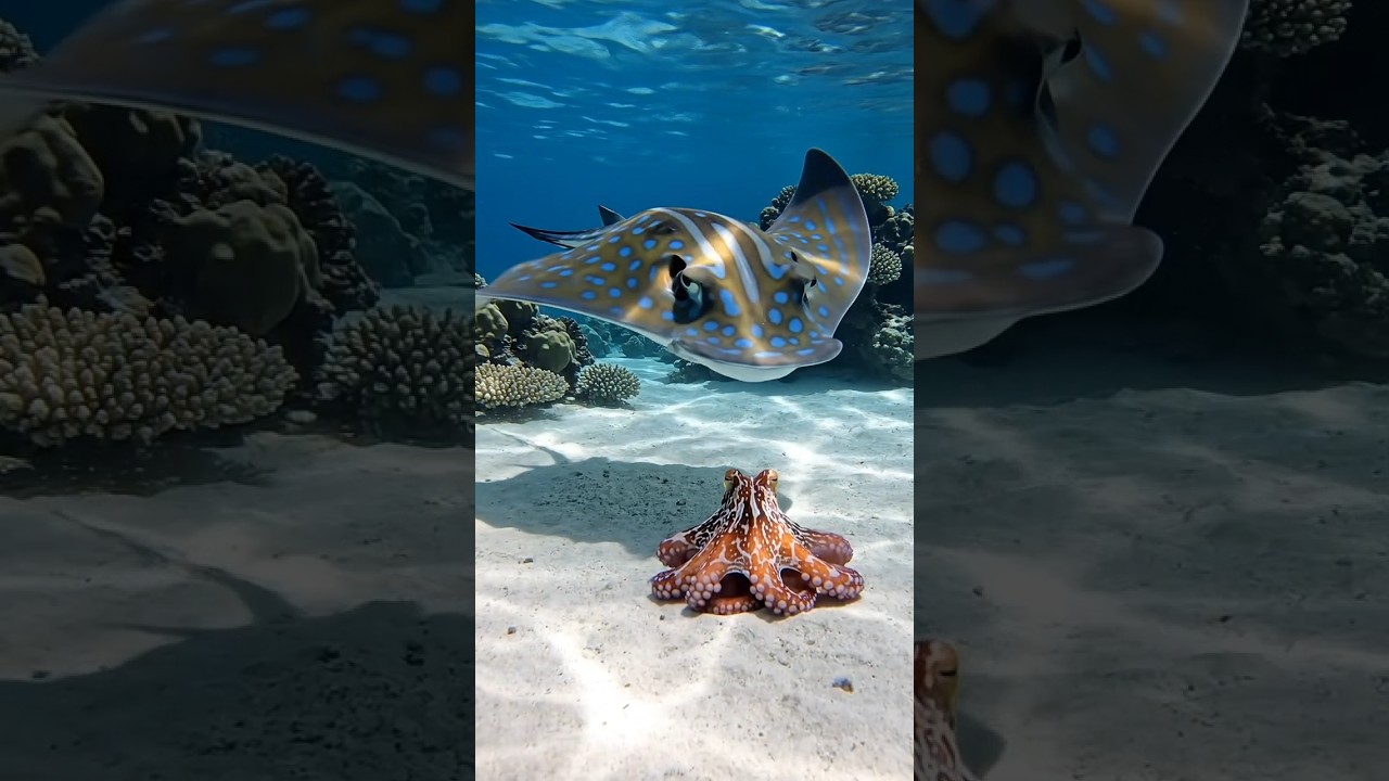 Stingray vs. Octopus &ndash; Ambush from the Sand! #shorts