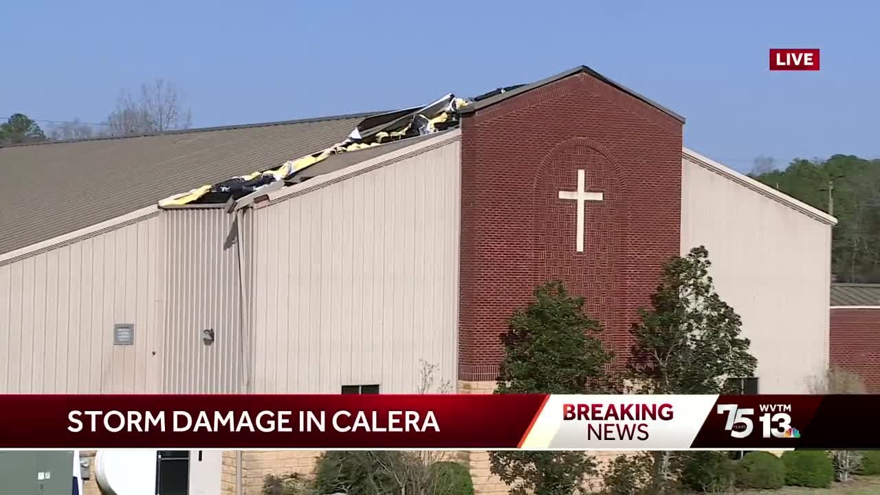 EF-1 tornado damage in Calera, Alabama