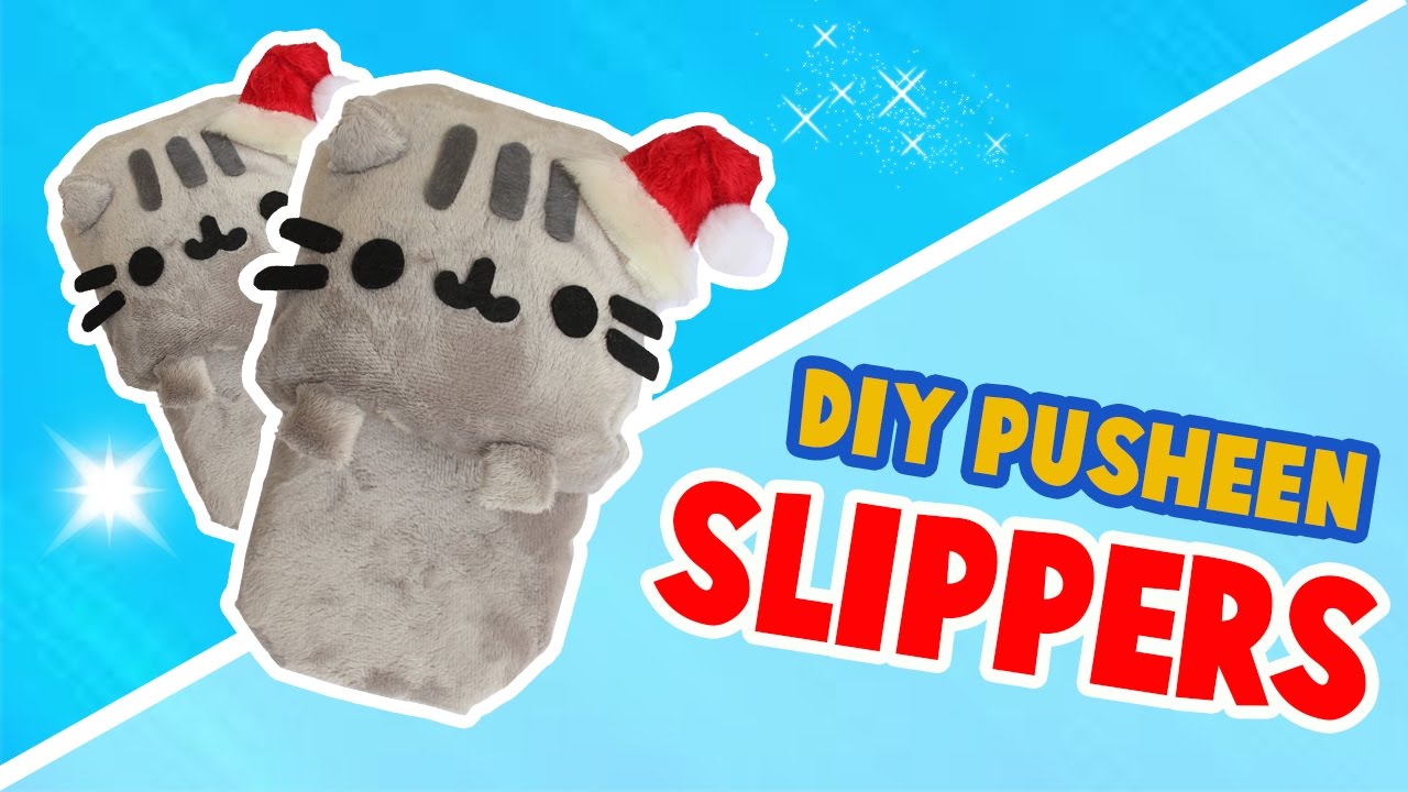 DIY PUSHEEN SLIPPERS MADE WITH A SPONGE?! - NO SEW TUTORIAL