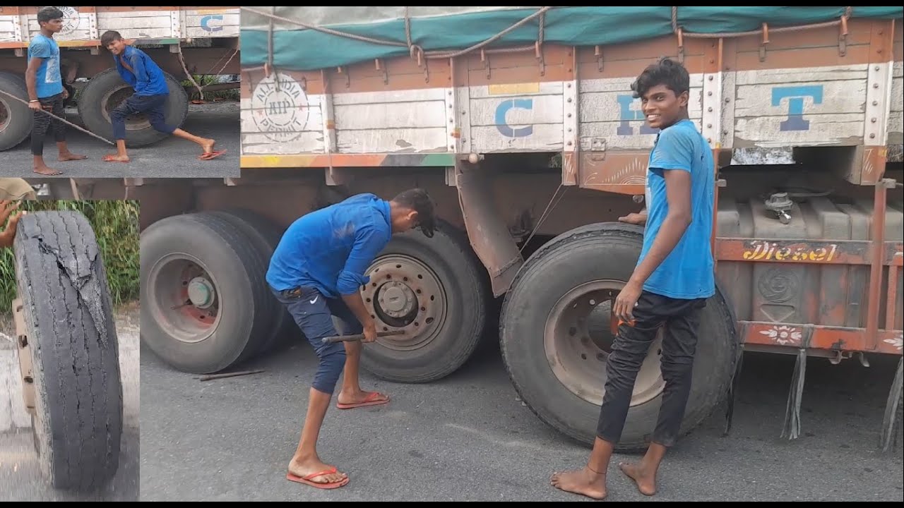 Fire Boys' !!! Heavy Load Truck !! Replace The Tyre Hills Road @ Quick