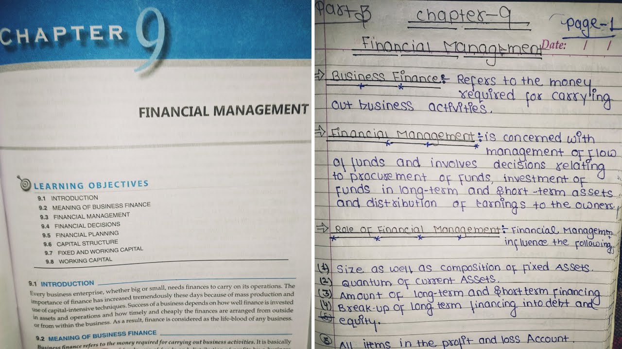 NCERT for Class 12 Business Studies Chapter 9 - Financial Management(notes in description)