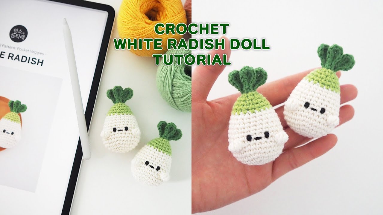 [ENG Sub] 사랑스러운 코바늘 무 인형 만들기💚 | Lovely Little Crochet White Radish Doll 🧶 Easy Tutorial