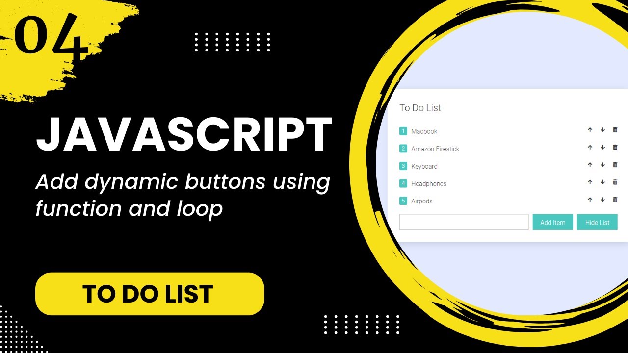 JavaScript #4 - Add dynamic buttons using function and loop