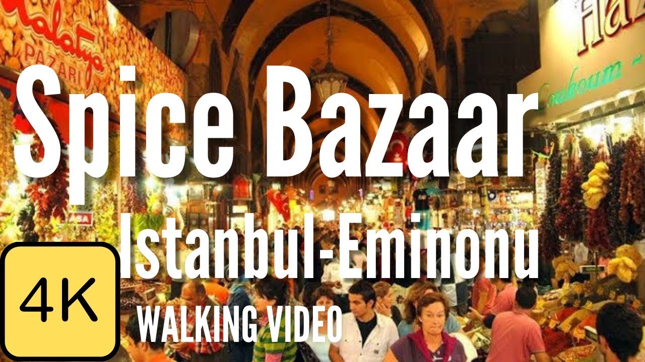 Eminonu Spice Bazaar Walking Tour, Istanbul Turkey 4k
