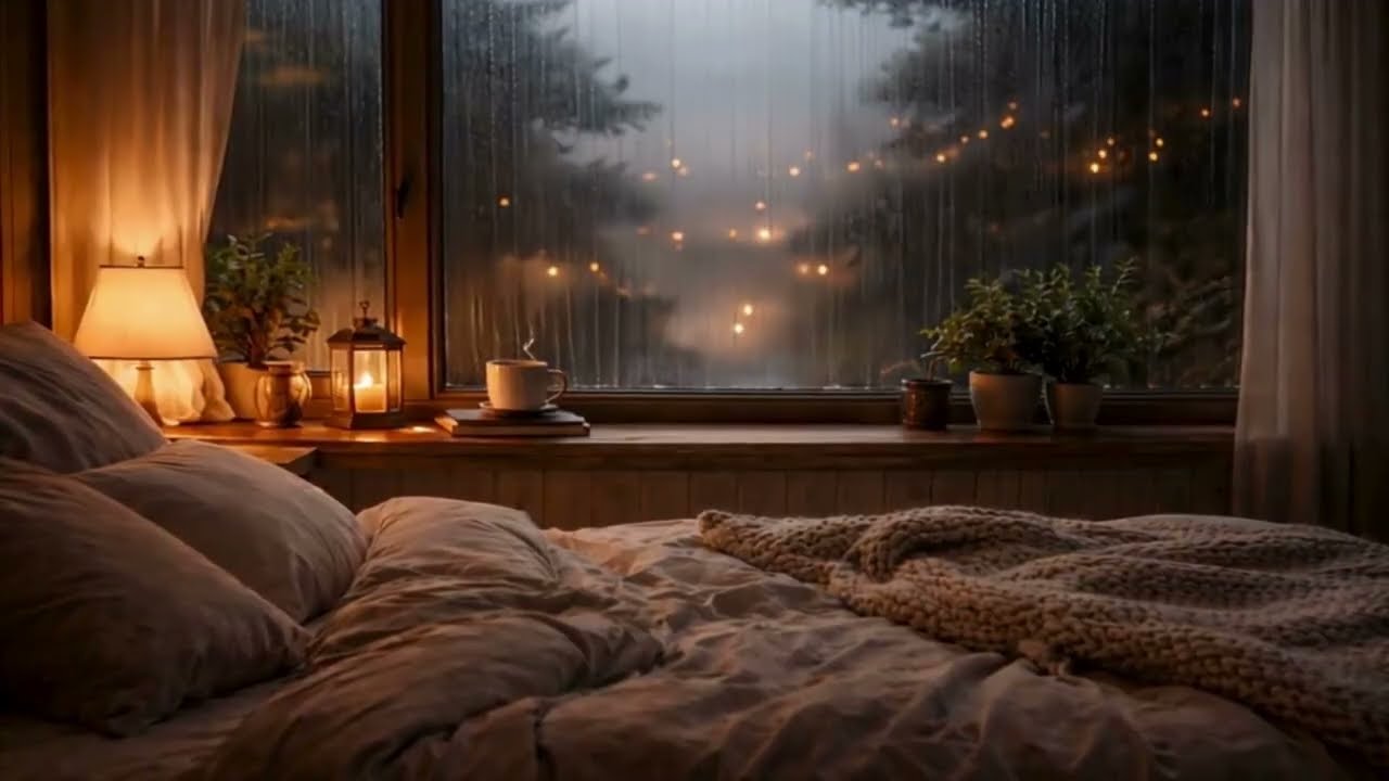 Rain on Window in a Cozy Bedroom 🌧️ Relaxing Rain Sounds for Deep Sleep
