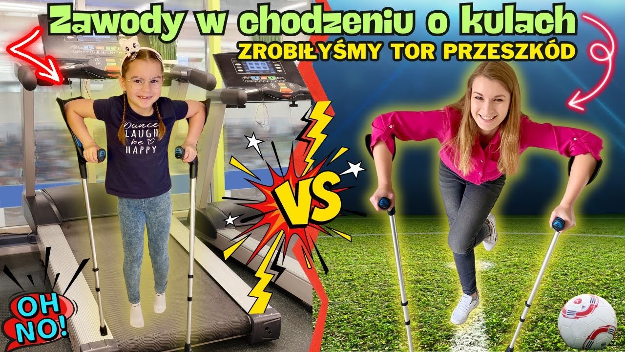 Która z nas szybciej dotrze do mety o kulach wygrywa🏆 Zawody z Tatą💖