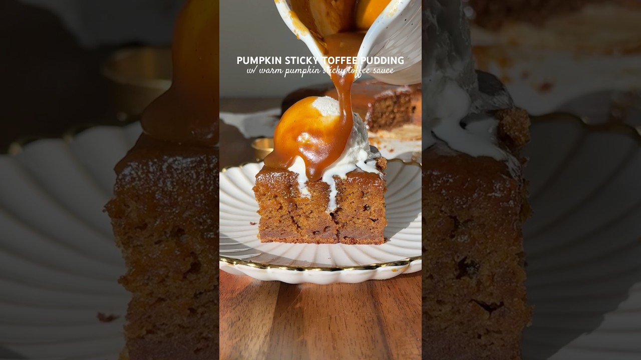 pumpkin sticky toffee pudding 🍂🤎✨ #recipe #fallrecipes #pumpkin #cake #baking #dessert