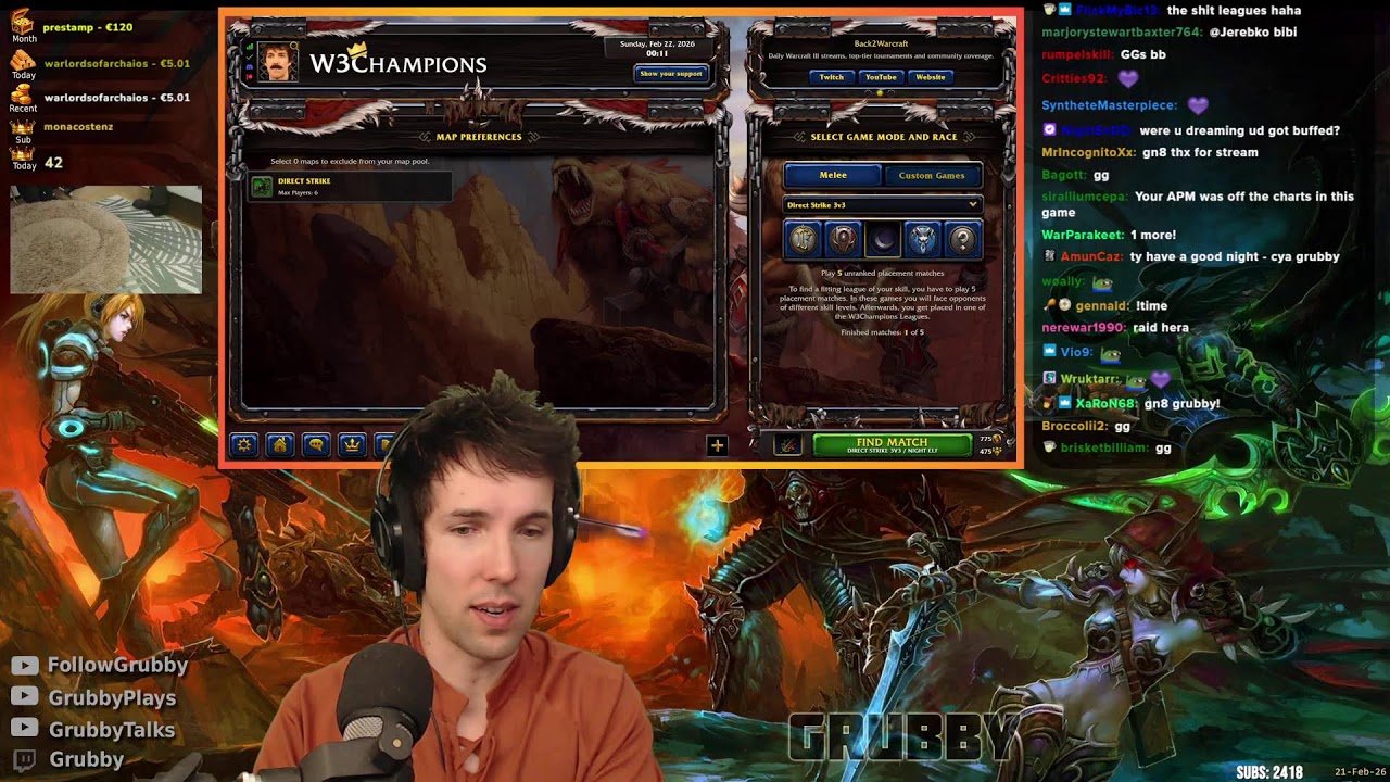 WC3 / AoE2 - LIVE - Grubby - 21-Feb-2026