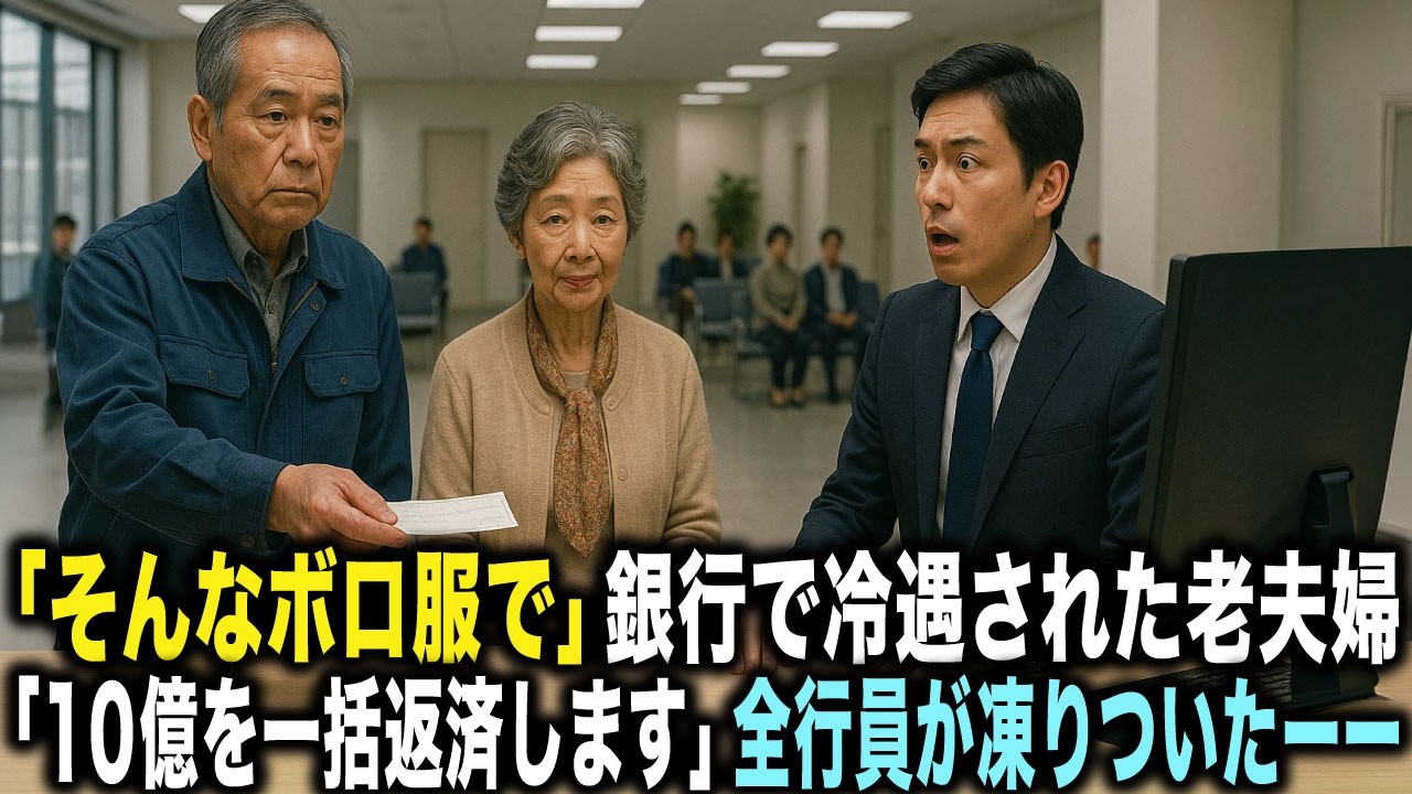 「そんなボロ服で」銀行で冷遇された老夫婦「10億を一括返済します」5分後、全行員が凍りついたーー。