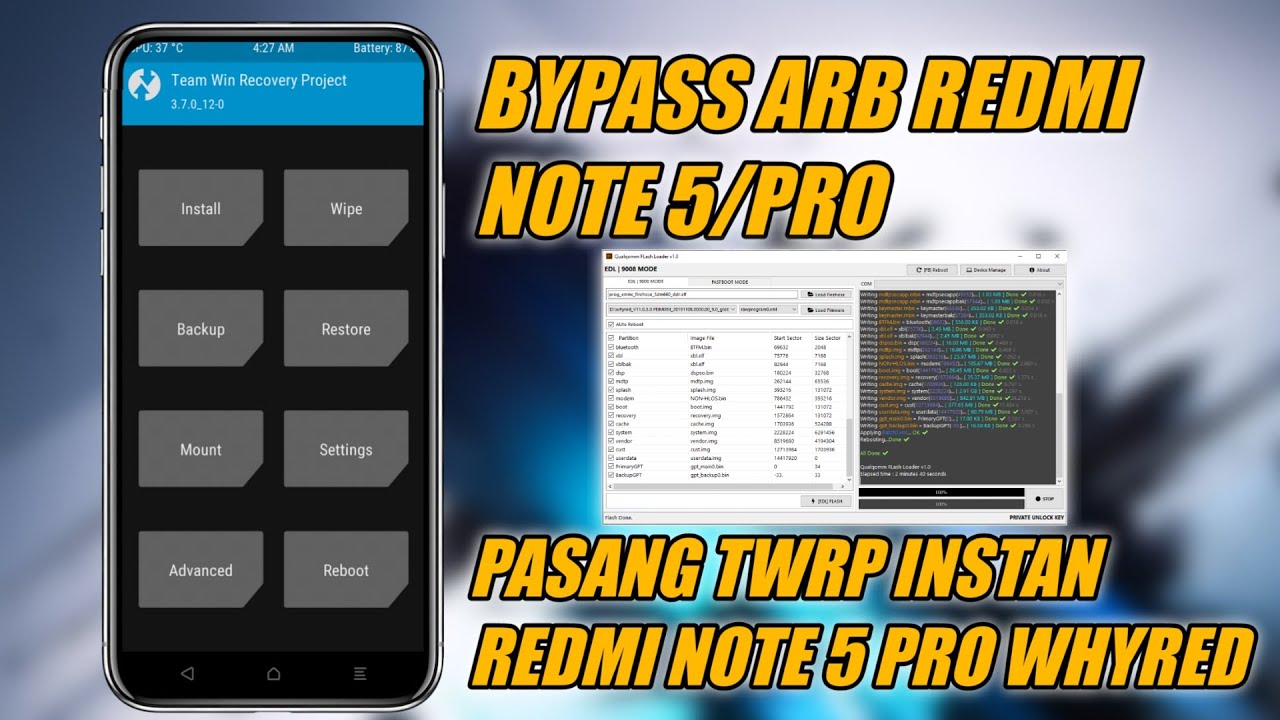 Cara Pasang TWRP Instan Redmi Note 5 Pro Whyred - TWRP Sakti Bypass ARB di Remi Note 5 Whyred