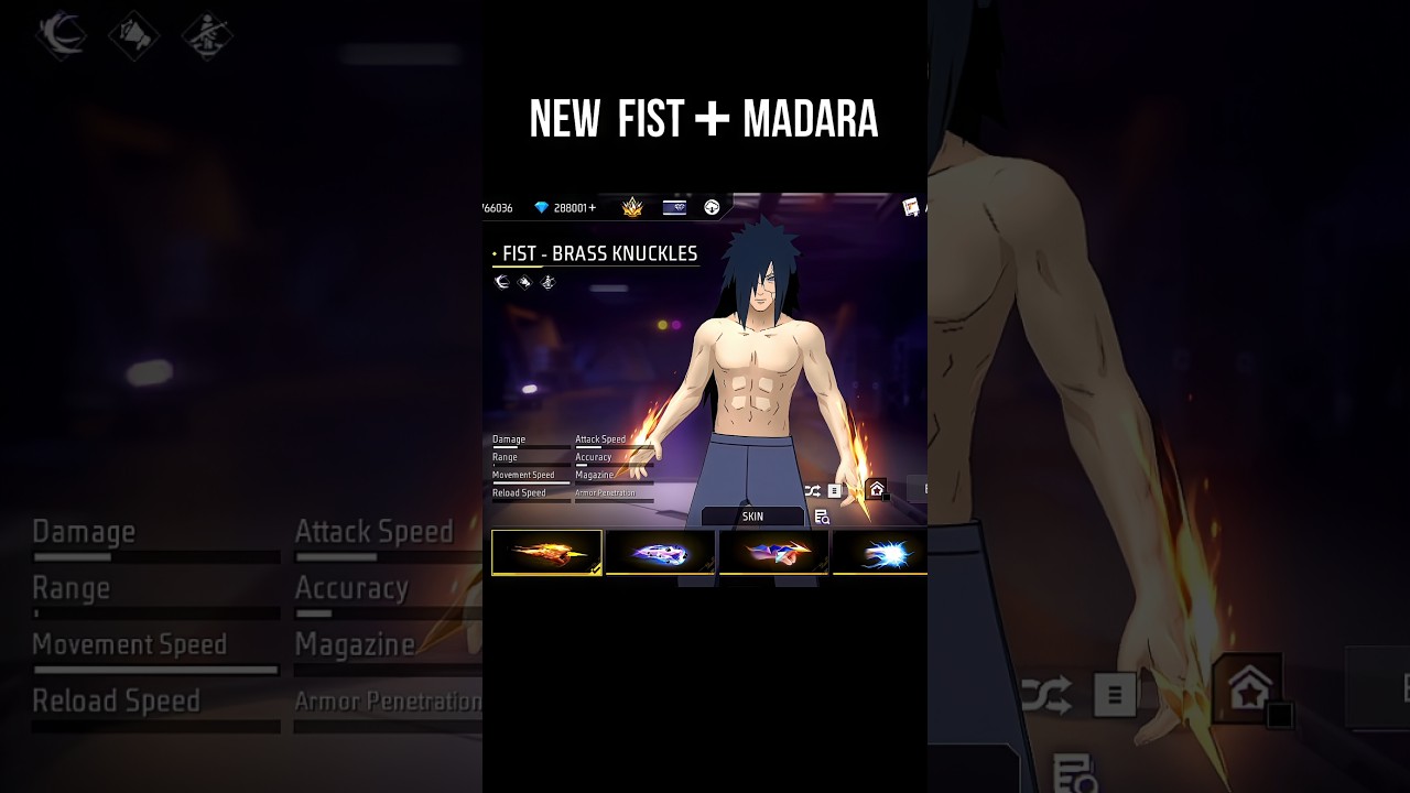 New Fist + Madara 🔥 New Fist Skin Free Fire | Brass Knuckles Fist in Faded Wheel #srikantaff