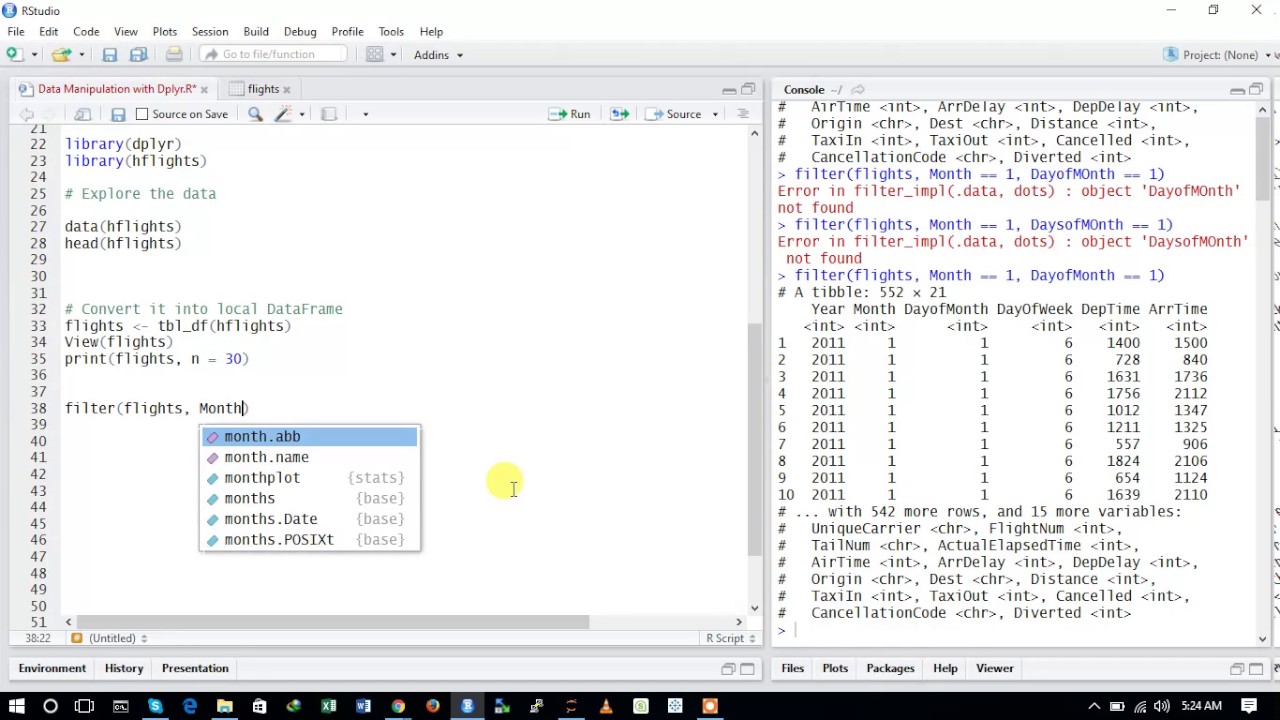 Using dplyr package in R