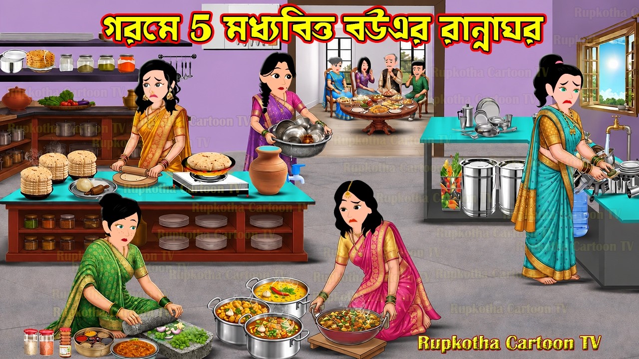 গরমে 5 মধ্যবিত্ত বউএর রান্নাঘর Gorome 5 Moddho Bitto Bouer Ranna | Cartoon | Rupkotha Cartoon TV