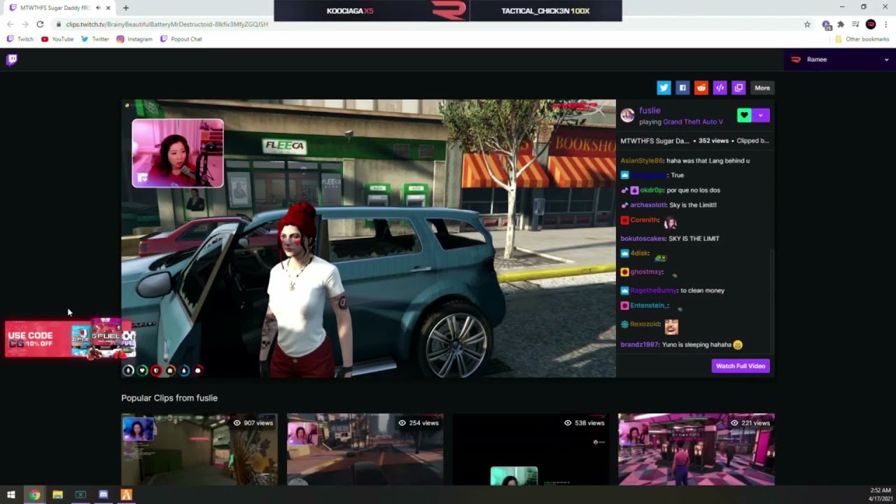 Ramee reacts to April Fooze (Fuslie) 'Sugar Daddy' song | GTA V RP | NOPIXEL