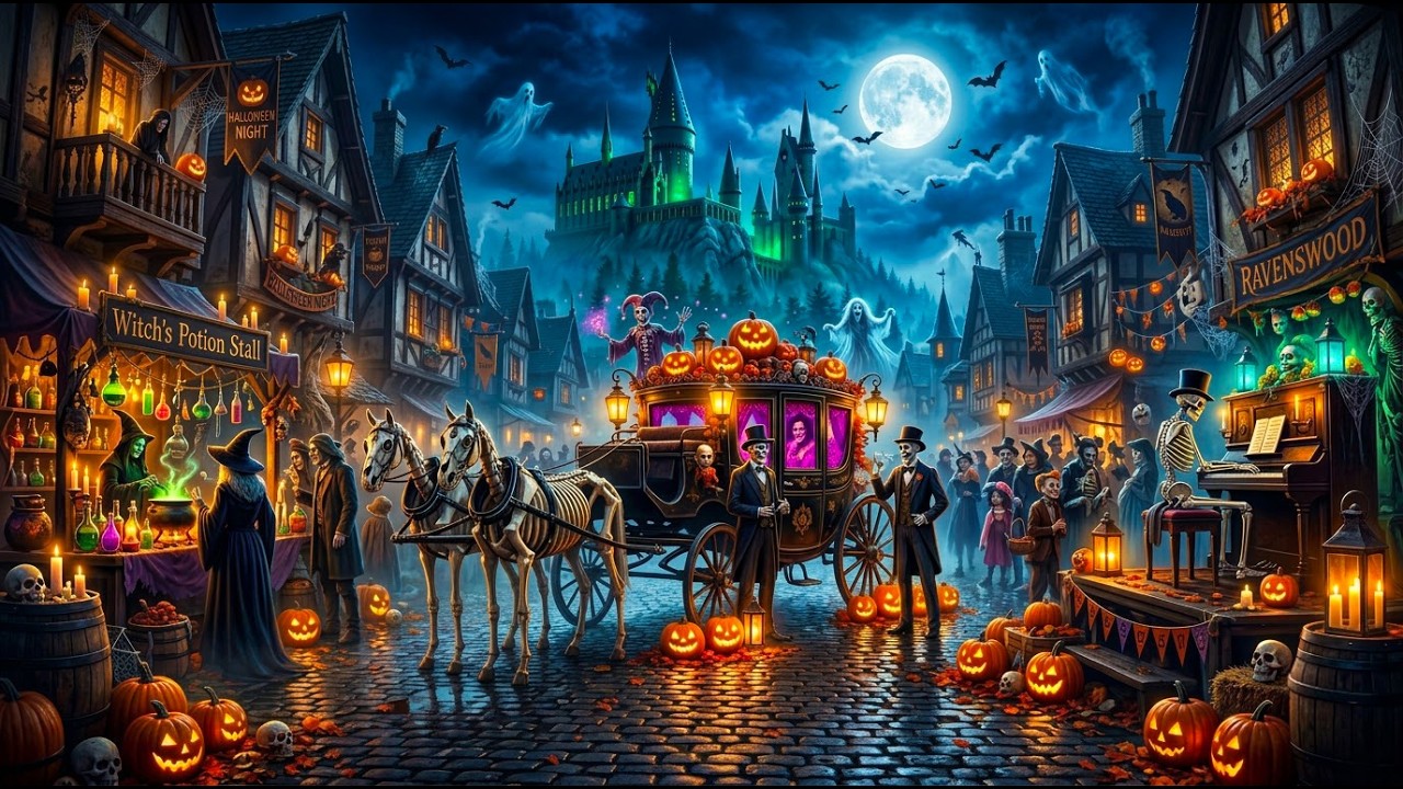 Relaxing Spooky Halloween 2026 🎃 Haunted Halloween Market Ambience 👻 Scary Sounds & Halloween Music
