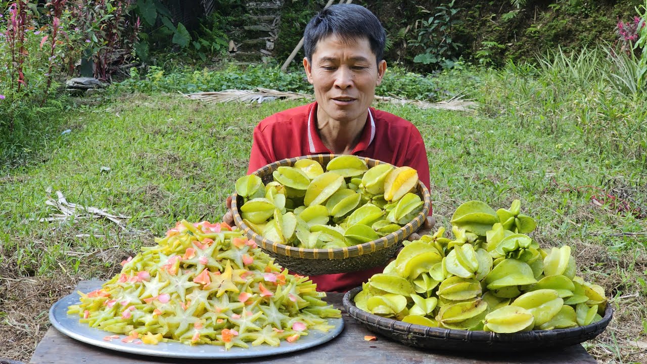 Harvesting Star Fruit & Selling at the Village Market - Simple Farm Life | Solo Survival