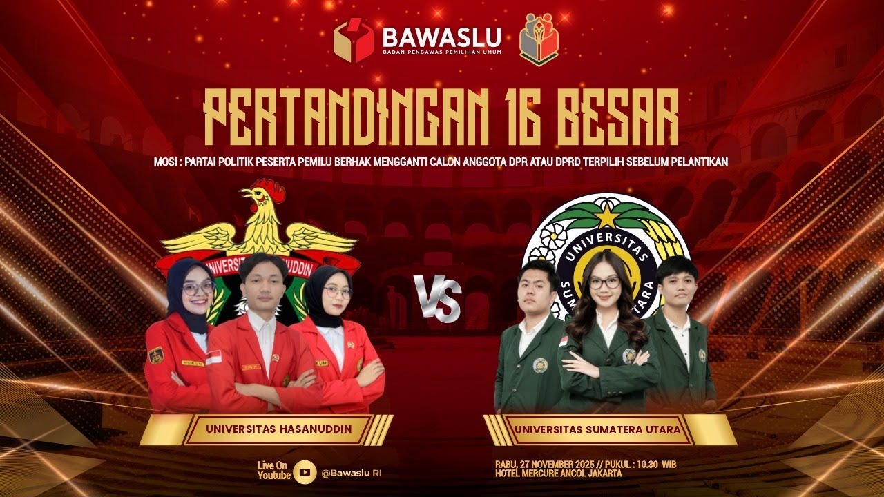 BABAK 16 BESAR - UNIVERSITAS HASANUDIN VS UNIVERSITAS SUMATERA UTARA