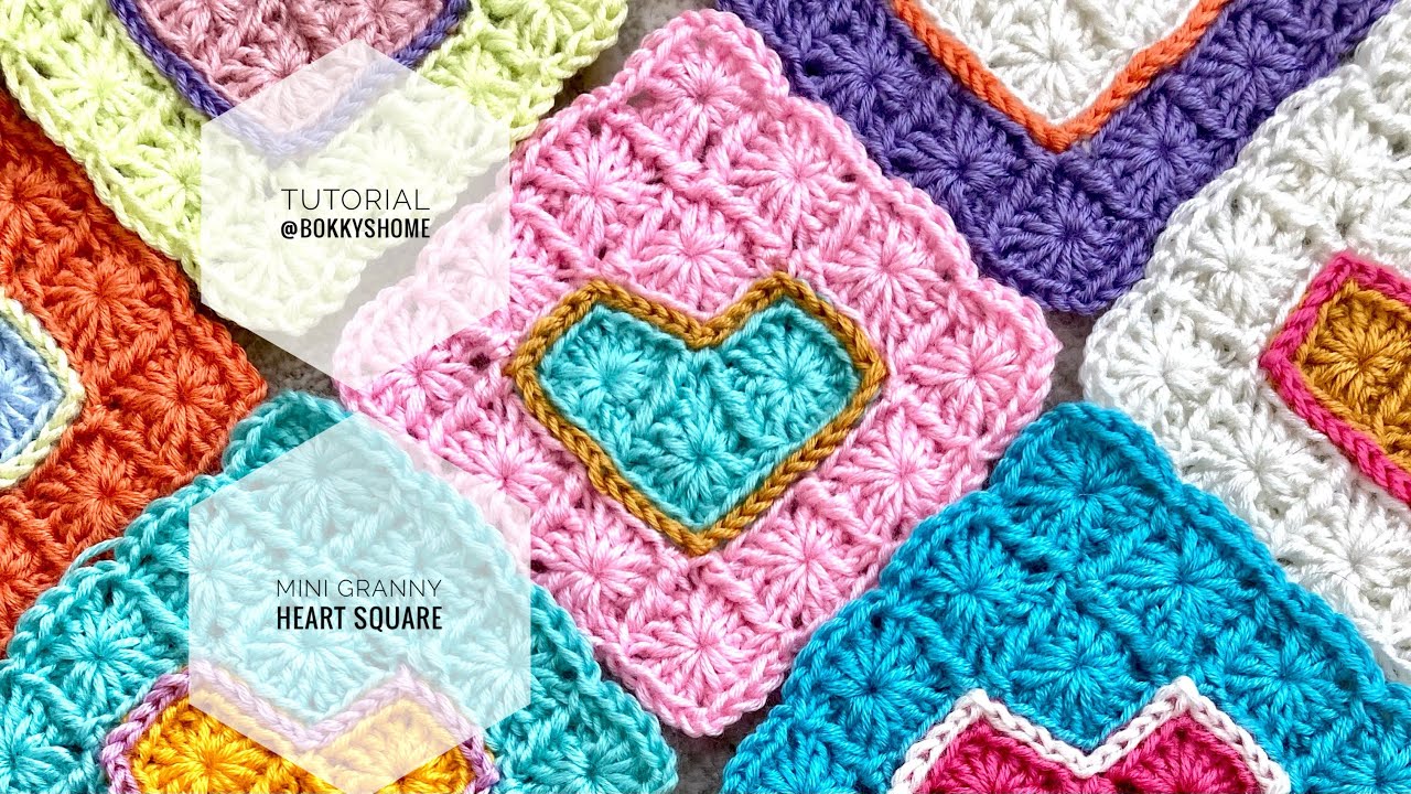 Crochet a Mini Granny Heart Square with me.