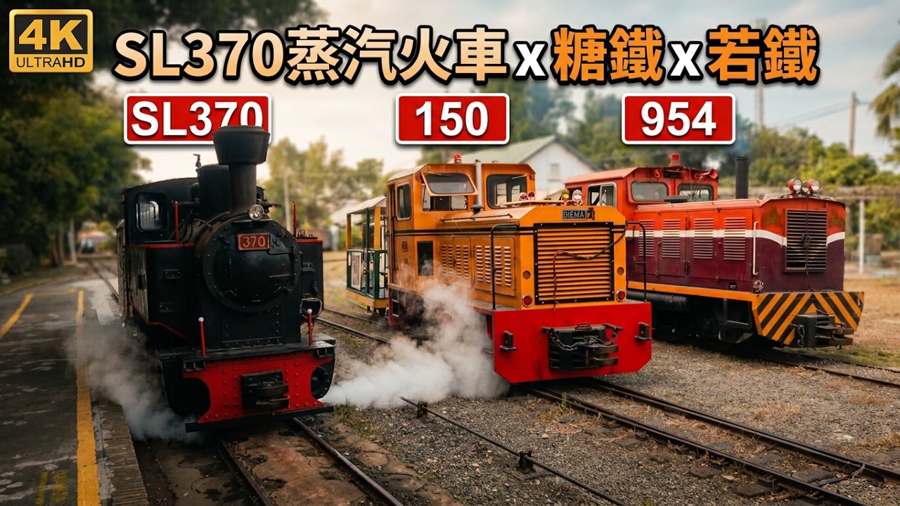 (4K) 2026-01-23 糖鐵若鐵觀光合作簽約 - SL370蒸汽火車、 德馬牌150 金馬牌954三頭並行前進
