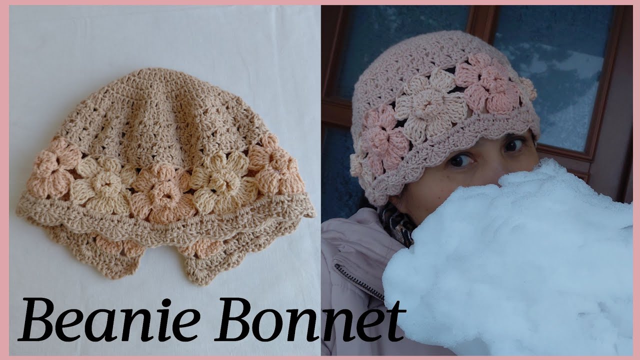 PAANO GUMAWA NG BEANIE BONNET | FLOWER DESIGN