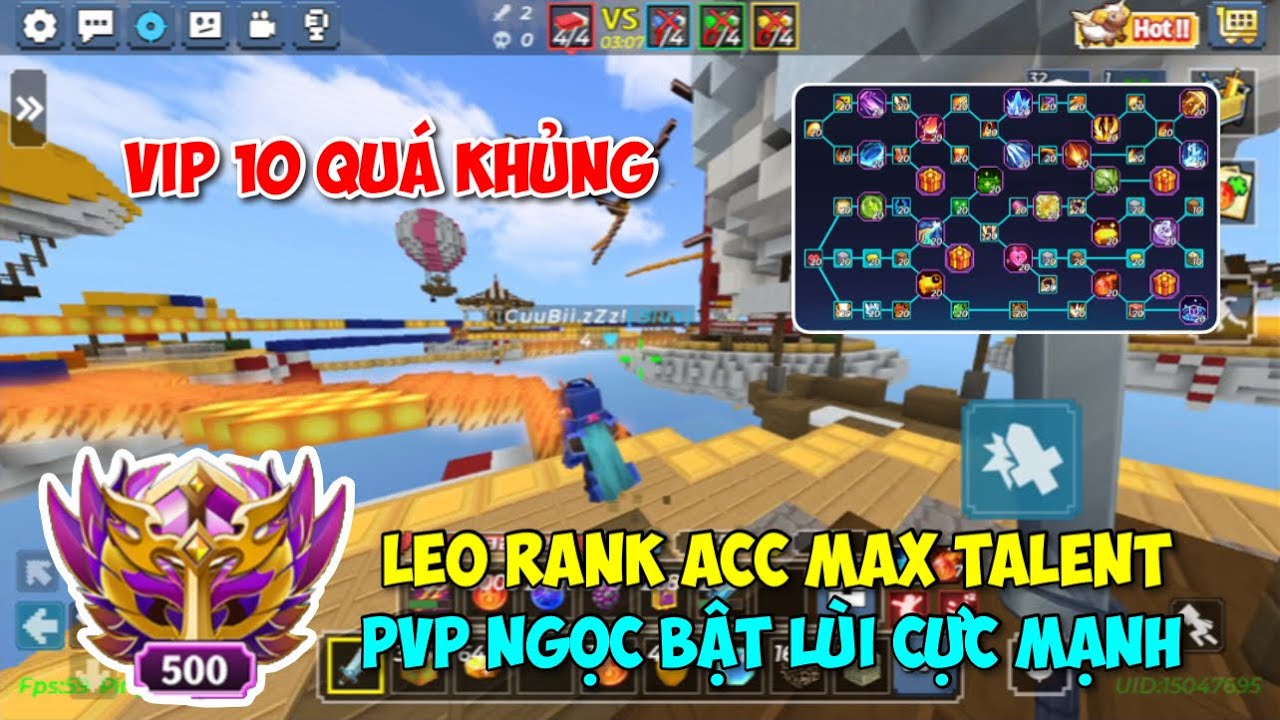 (Blockman GO) BEDWARS VIP 10 Max Talent Leo Rank BED Có Dễ Hay Không? PVP Bằng Ngọc Bật Lùi