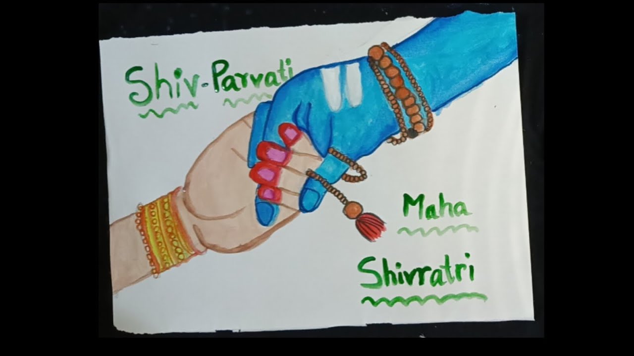 A beautiful painting for shivratri of shiv and Parvati 💕💓💝💖💖💝 Har har shambhu 🪷 #shorts #drawing 