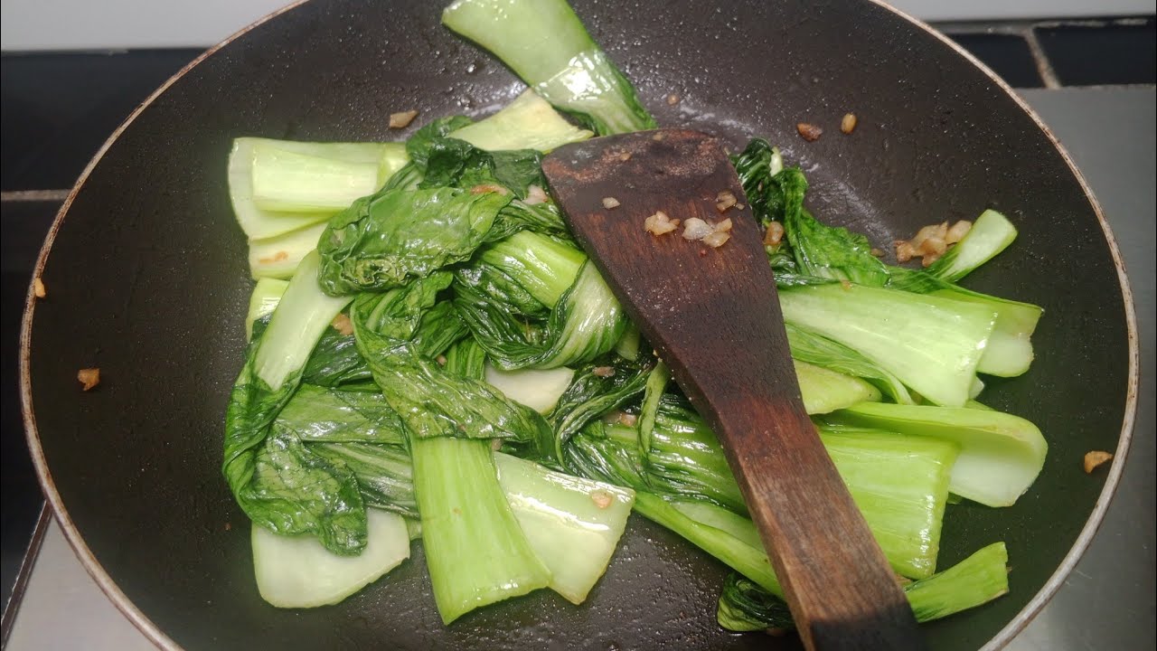 masak tumis pakcoy dan telur kecap 