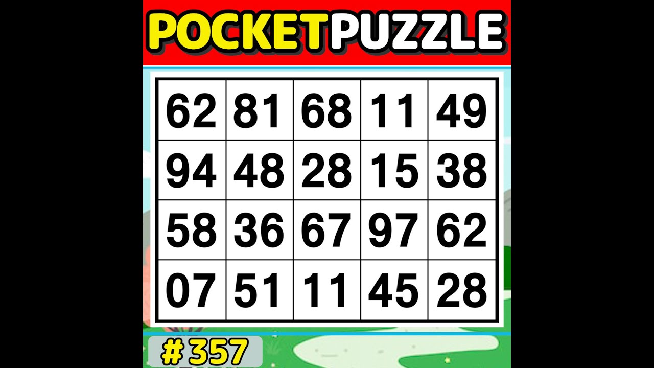 【Pocket Puzzle】 Perfect for daily brain exercises! 《Number Search|Brain training》 #357