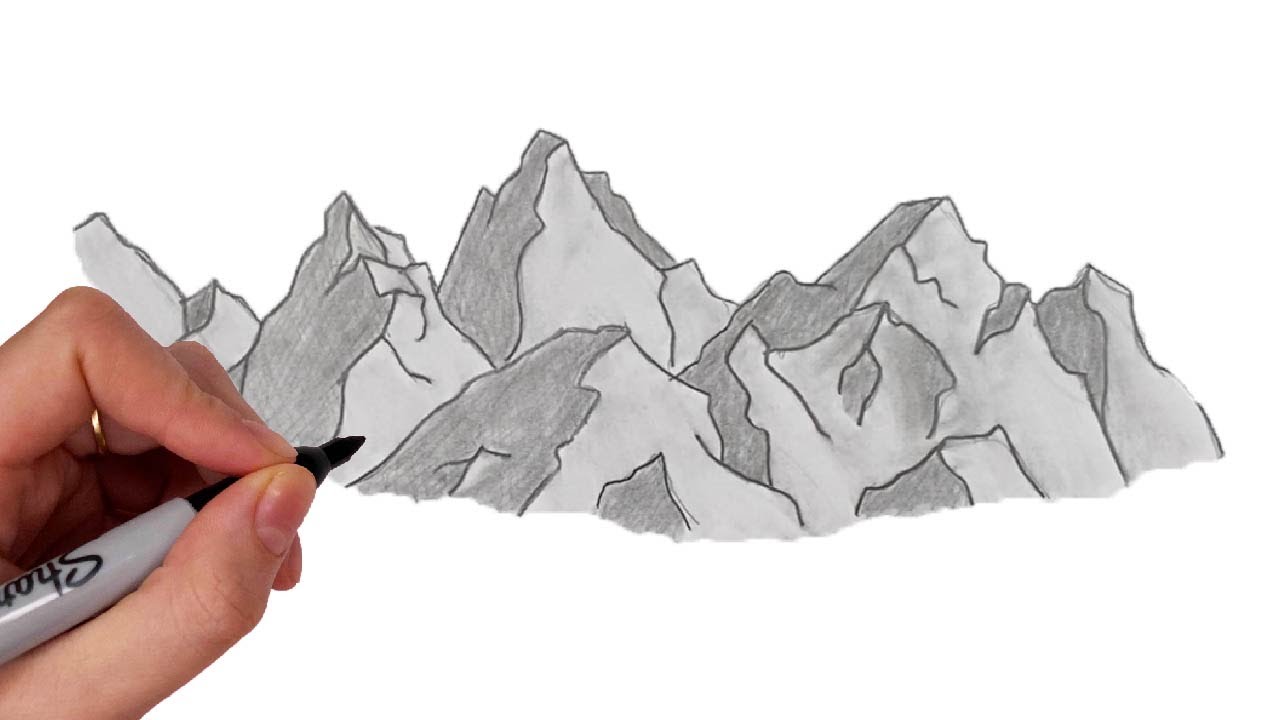 Comment Dessiner DES MONTAGNES REALISTES AU CRAYON [Fond Dessin Noir et Blanc]