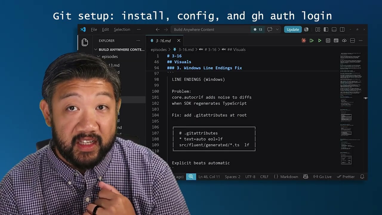 Git setup: install, config, and gh auth login