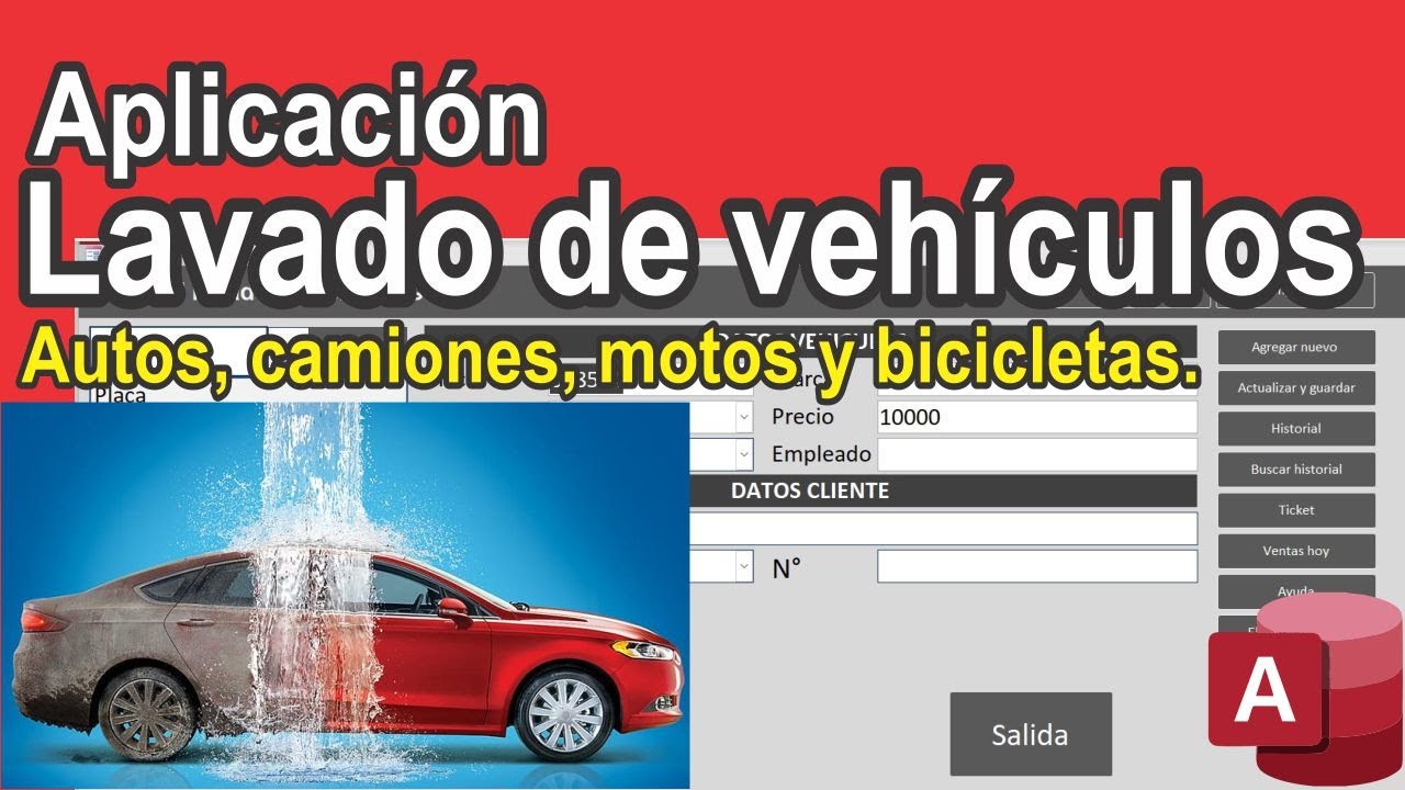 Aplicación para control lavado de vehículos, autos, camionetas y motos (LV1)