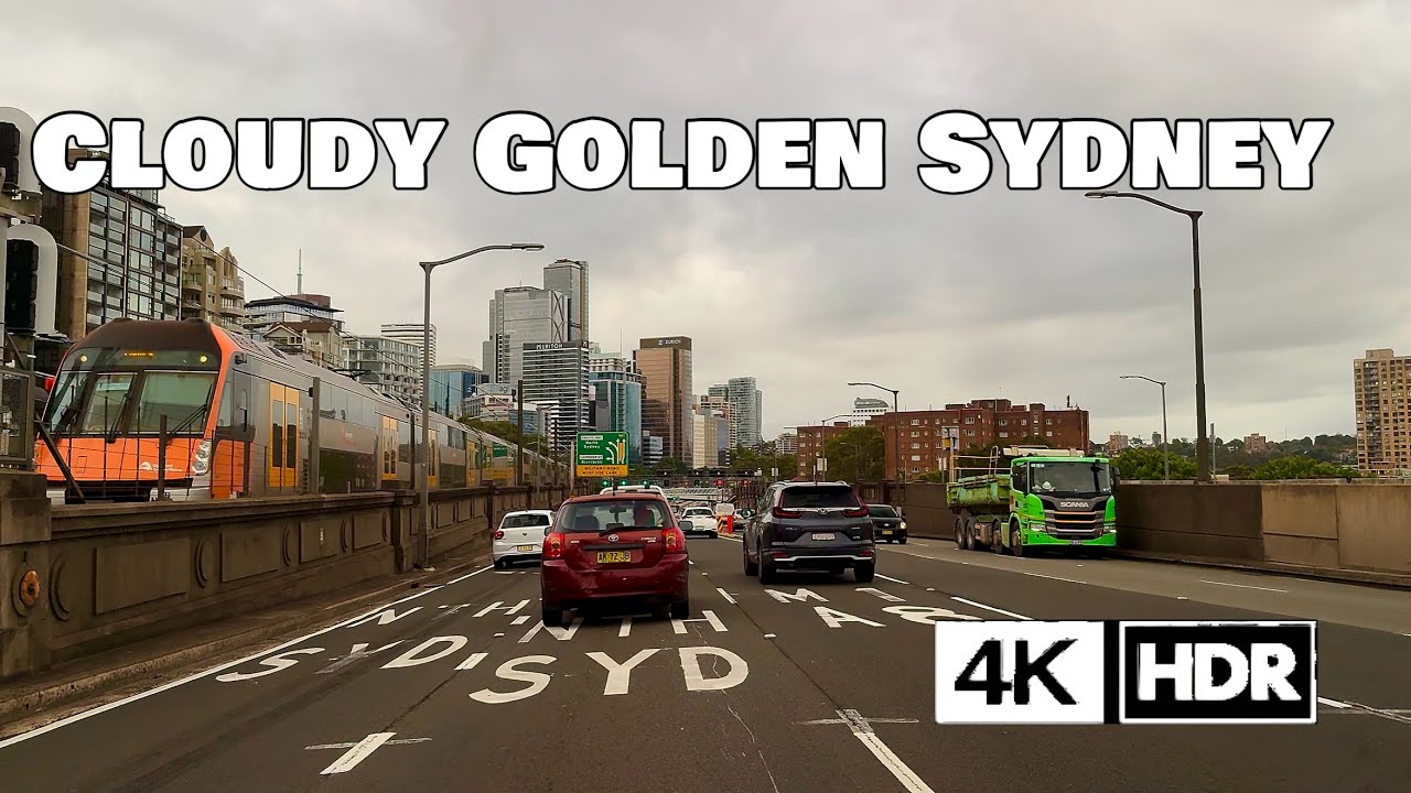 Sunrise Relaxing Cloudy Harbour Bridge Sydney Drive 4K HDR 60FPS POV | Concord &rarr; Lane Cove?