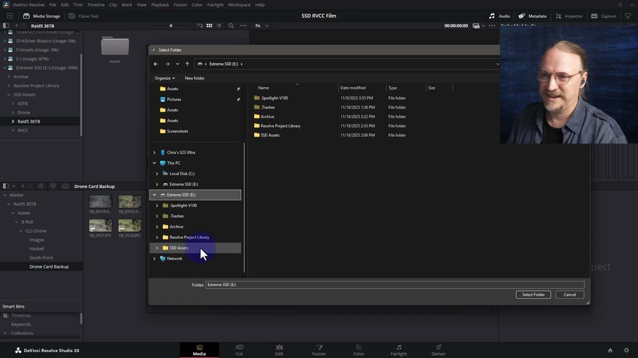 Using a Davinci Resolve project library on an SSD? Yep!