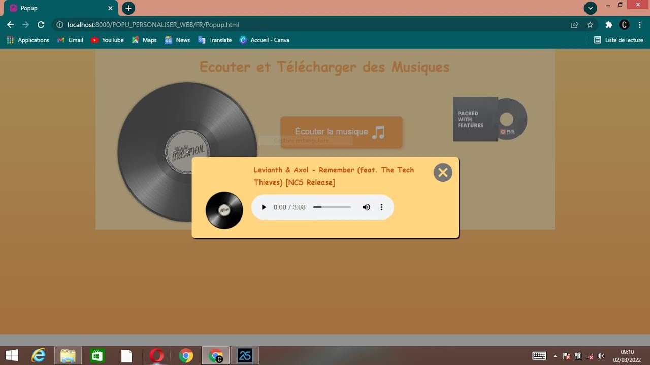 Intégrer et lire un fichier audio dans une page WEBDEV