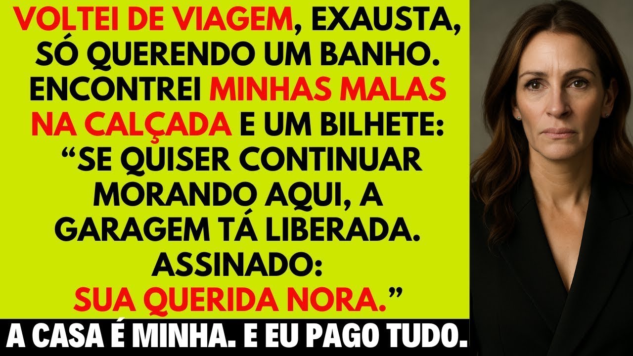 Voltei de viagem e encontrei minhas malas na calçada junto com um bilhete_ Se quiser ficar por aqui!