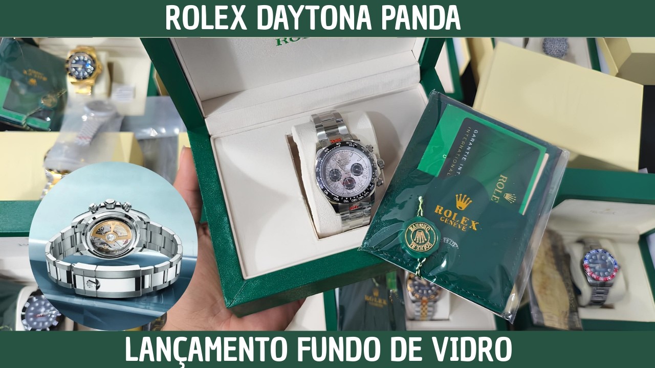 Rolex Premium panda Daytona fundo de vidro atacado e varejo 