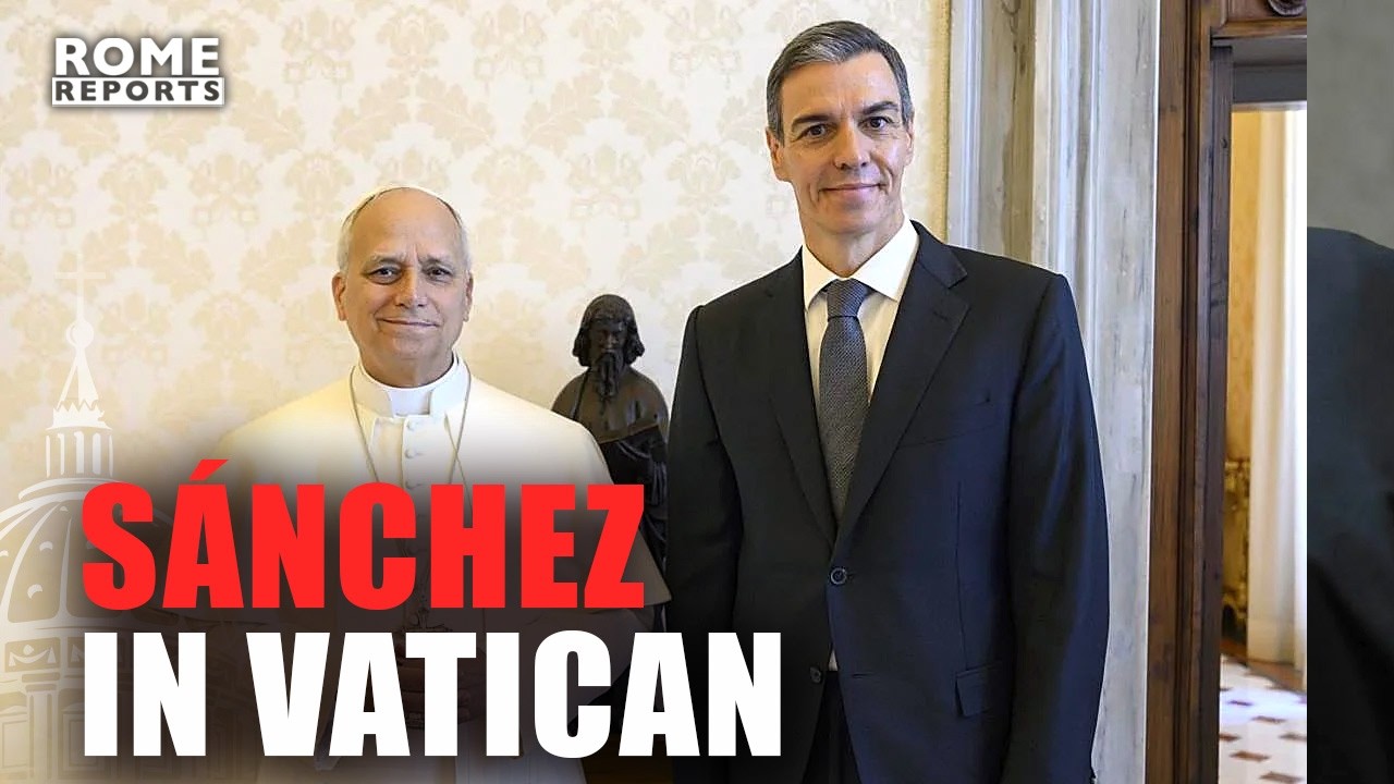The Spanish prime minister visits Leo XIV on the same day police raid his party headquarters