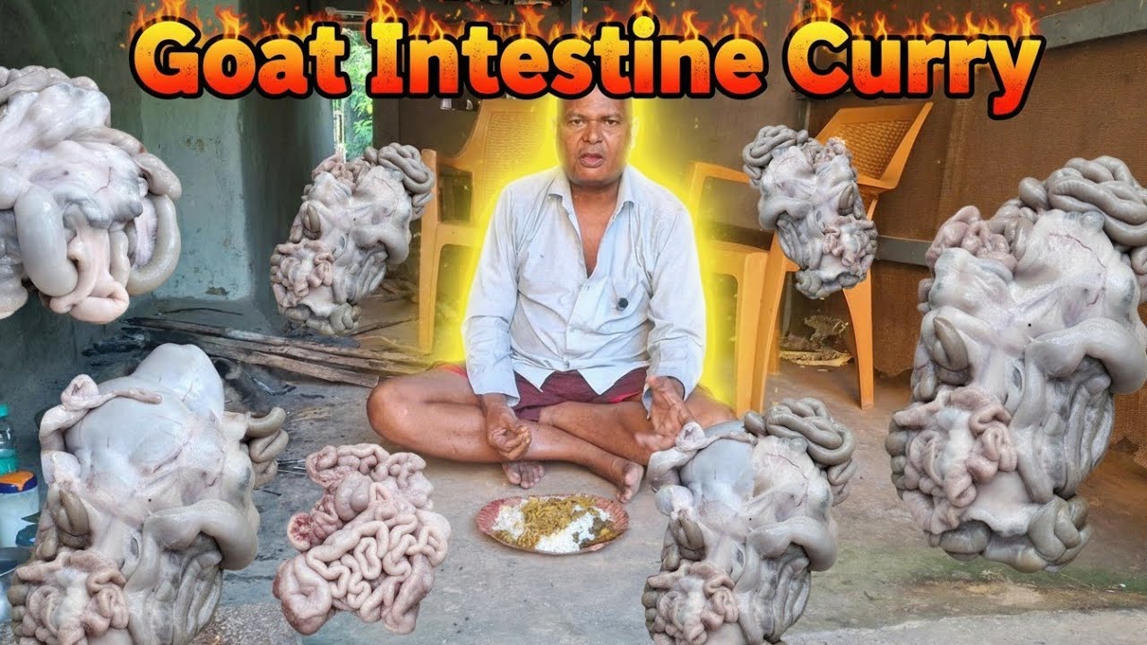Cooking Goat intestine curry in village style|rural India #villagecookin #food #indianfood #cooking 