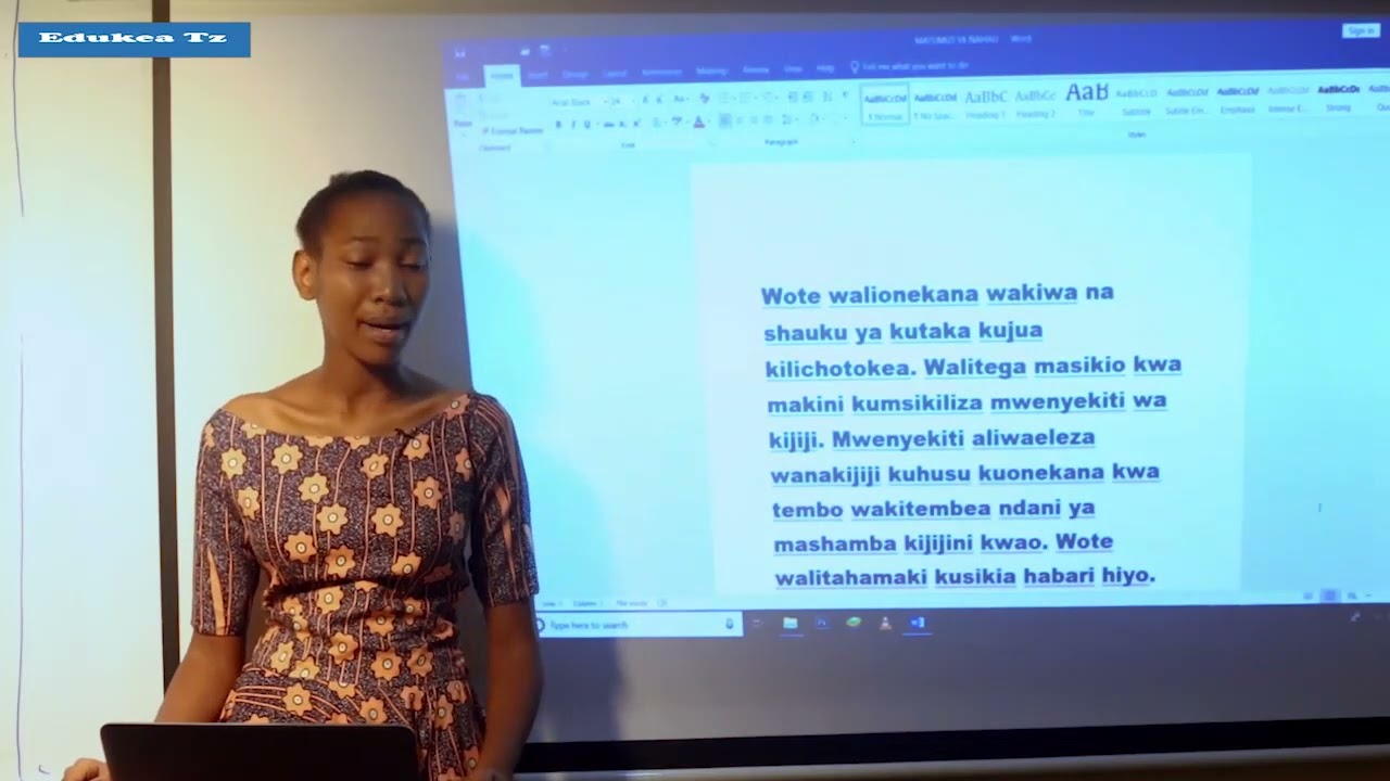 KISWAHILI DARASA LA VII  MATUMIZI YA NAHAU