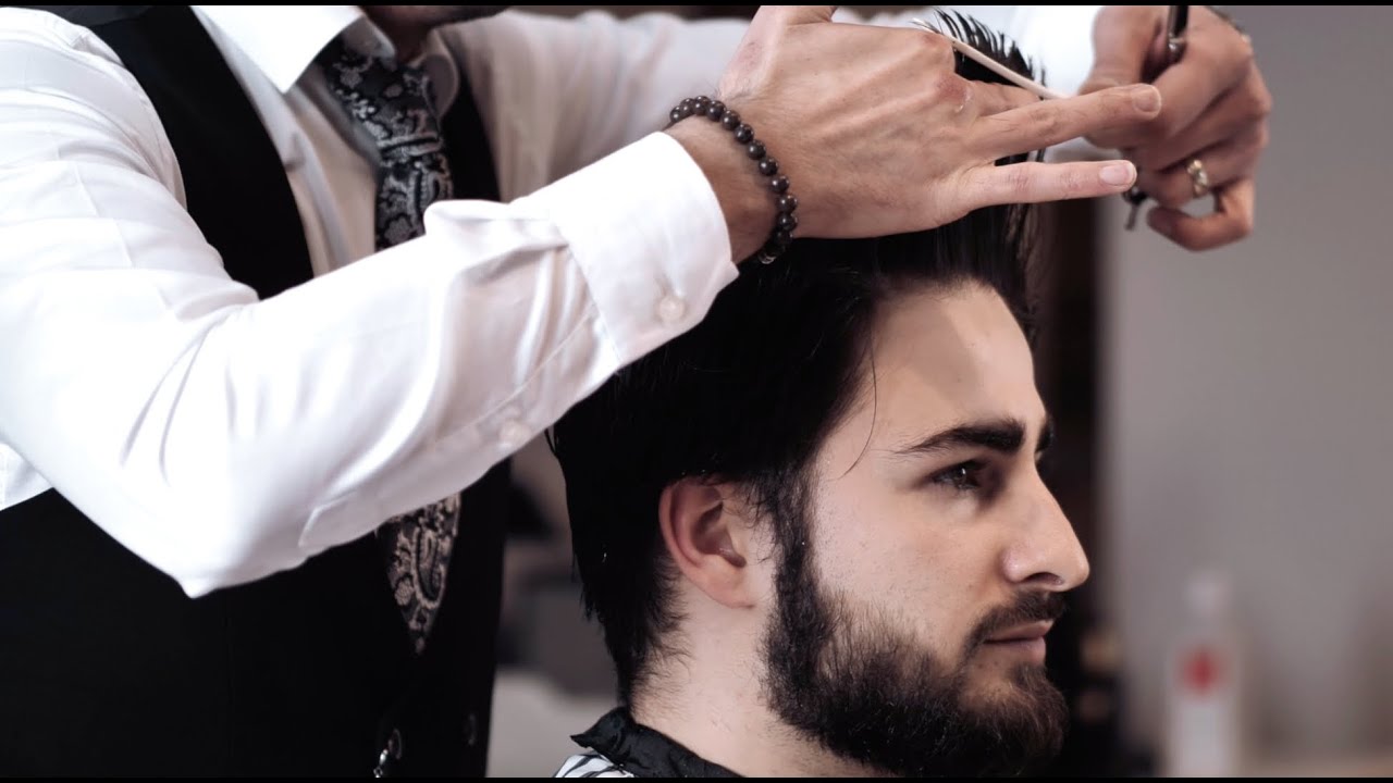 💈ASMR | ITALIAN 🇮🇹slicked back haircut & beard💈OLDSCHOOL BARBERSHOP