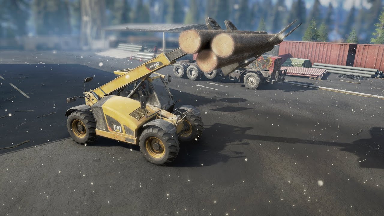 SnowRunner TH357: Transshipping logs from trailer to truck with forklifter