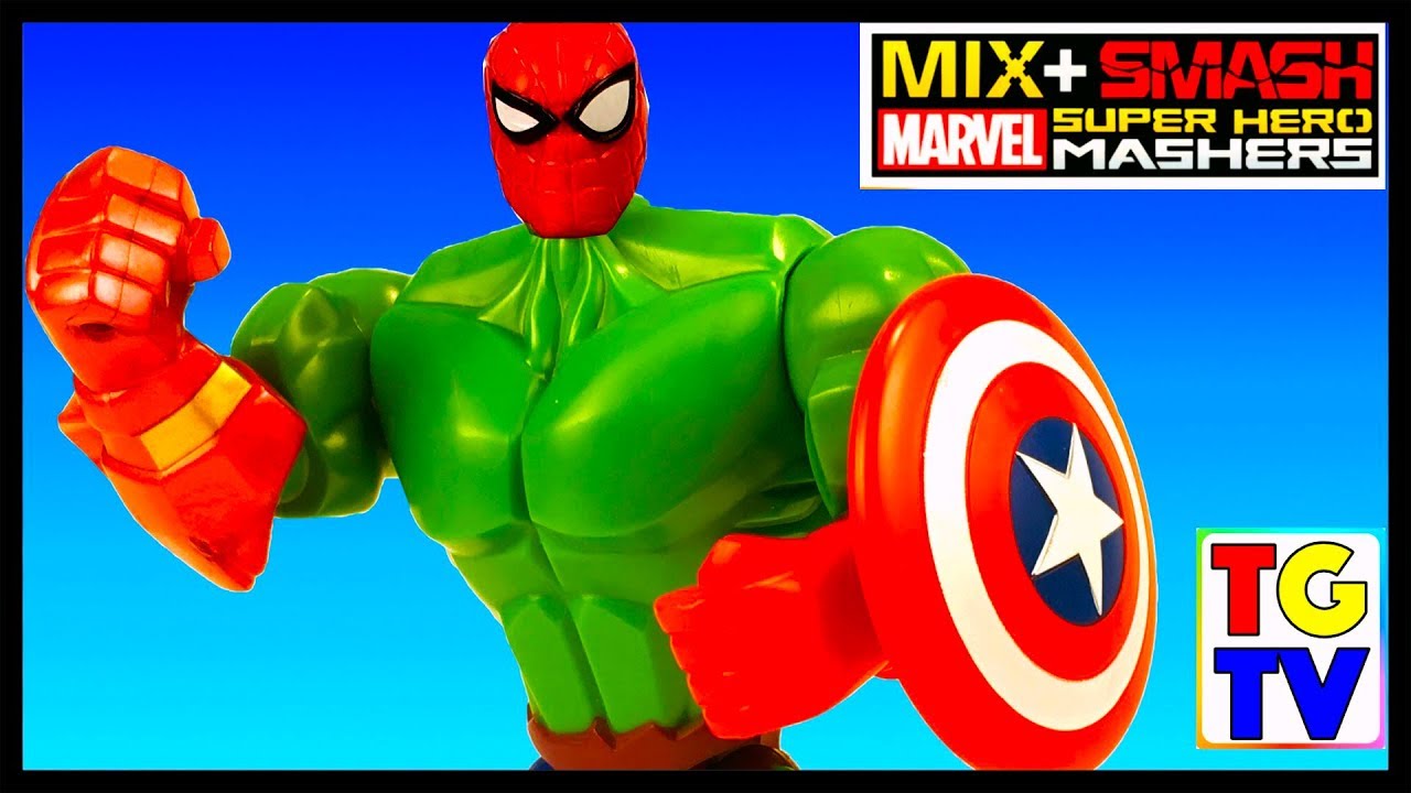 Marvel Super Hero Mashers SpiderMan, Ironman, Thor Best Mash Ups | Mix+Smash