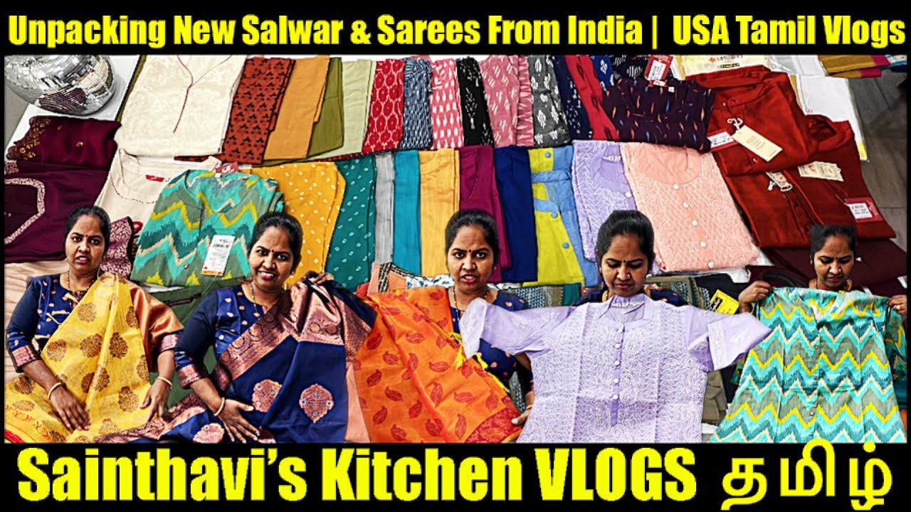 Unpacking Dresses From India | Salwar & Saree Haul 2022 | USA Tamil Vlogs Sainthavi's Kitchen