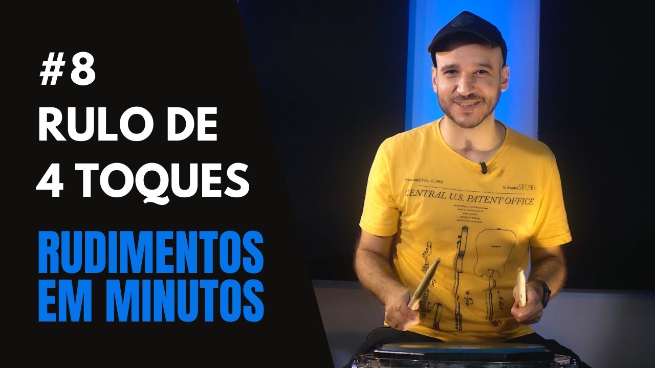 #8 -  Rulo Simples de 4 Toques - Rudimentos em Minutos | Aula de Bateria